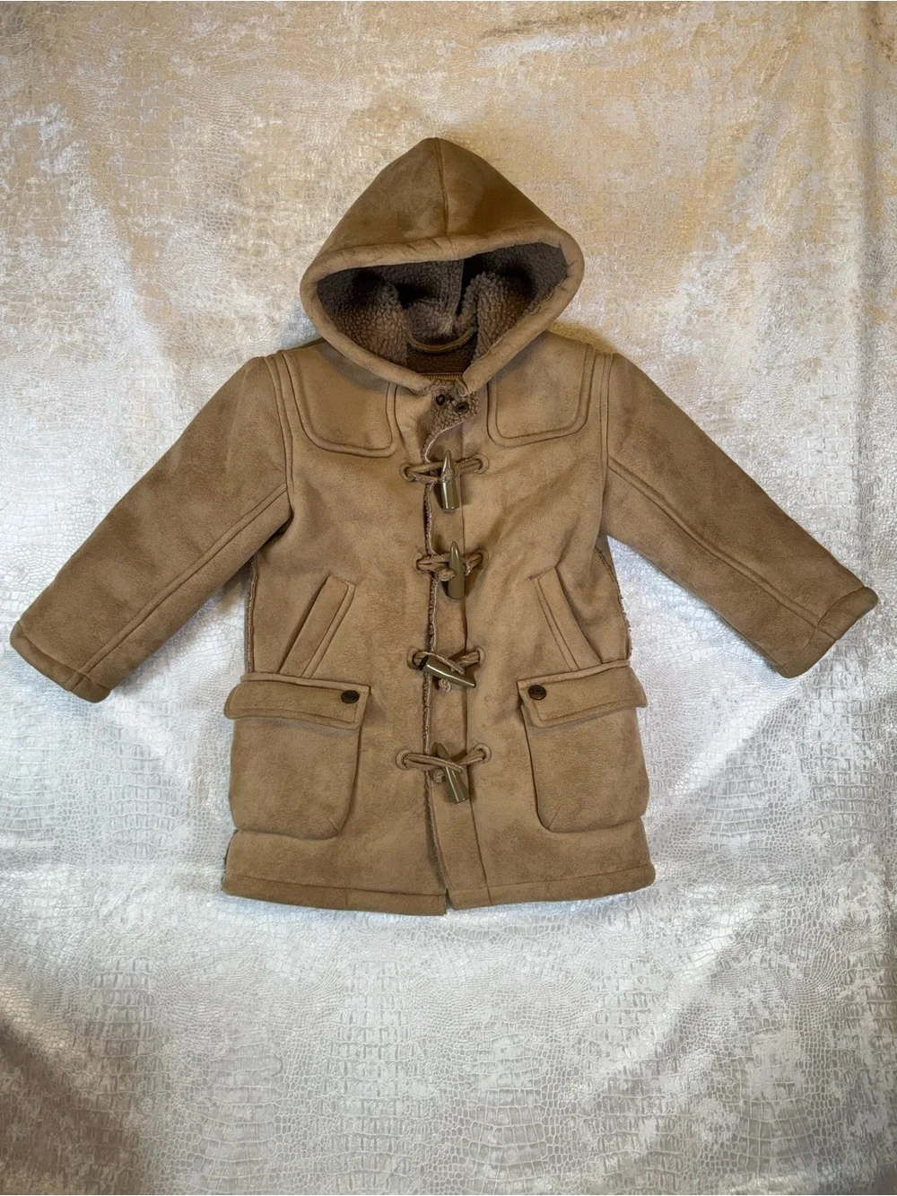 Vintage UGG Australia kids' hooded faux shearling duffle coat, Kids size 2